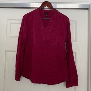 Bit & Bridle Cotton Long Sleeve Merlot Top Large